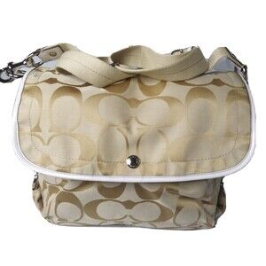 Coach Daisy Signature Messenger Bag F16557 Light Khaki & White